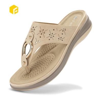 China Cushioning Ergonomic Large Size Flat Women's Support Arch Sandals 2022 Women's Flip Flops Wedge Slippers For Women for sale