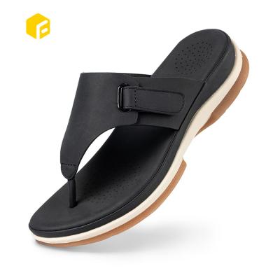 China Ergonomic Breathable Perforated Flat Lady Comfortable Sandals Arch Support Flip Flop Flat Sandals Female Cushioning for sale