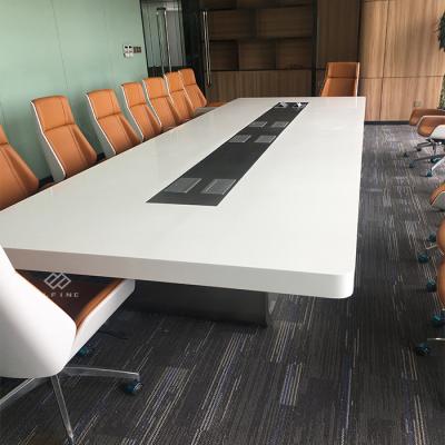 China 12 Seater Revolving Head Meeting Table Design Modern Marble Design High End Conference Table With Stainless for sale