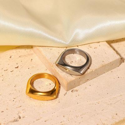 China New Design Fashionable Casual / Sporty Stainless Steel Rings 18K Pvd Gold Plated Shiny Cambered Rings for sale