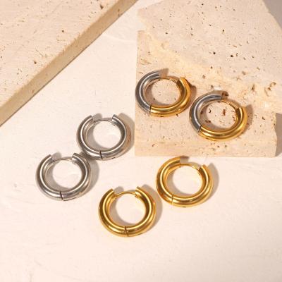 China FASHIONABLE European and American style stainless steel earrings 4mm simple round splicing earrings for women for sale