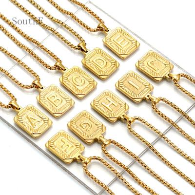 China Hot Selling Fashionable 18k Gold 18k Gold Fine Jewelry CIA Stainless Steel Europe and America Silver Plated 26 English A-Z Letters Necklace For Men for sale