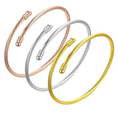 China New Design Korean Titanium Steel Gold Casual / Sporty Bangles 24K Adjustable Bangles Wholesale for sale