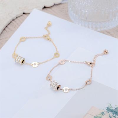 China FASHIONABLE 18K Gold Plated Titanium Steel Bracelets Gold Plated Roman Numerals Letter Stainless Steel Durable Waterproof Bracelet For Women for sale