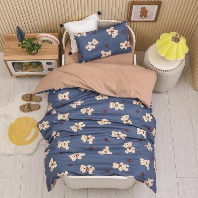 China Anti-static cute teddy bear pattern design printed kids bedding set for baby bedroom for sale