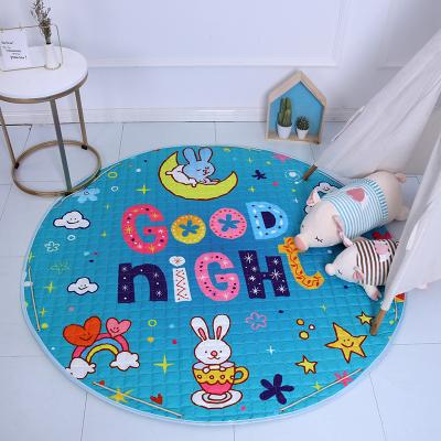 China Washable Anti-slip Colorful Cute Baby Pattern Toy Storage Carpet Round Children's Play Crawling Mat for sale