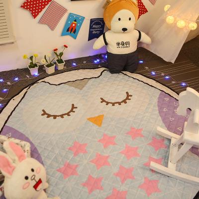 China Wholesales Washable Around Baby Toy Storage Play Mat Cotton Soft Kids Crawling Mat for sale