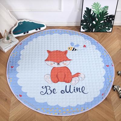 China Washable Comfort Cotton Foldable Baby's Toy Storage Carpet Round Floor Play Mat for sale