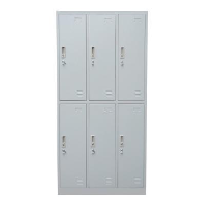 China Offices KD Structure Metal Storage Staff Cabinet School Lockers Gym 6 Double Door Steel Lockers Almirah for sale