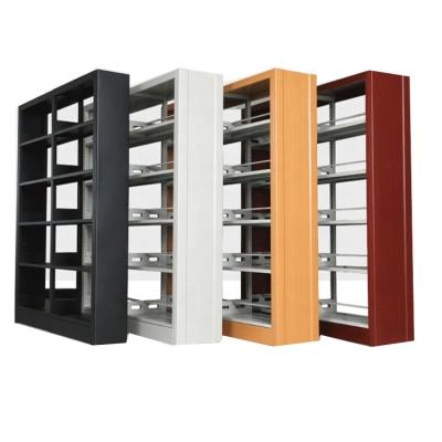 China Modern Steel Bilateral Library Bookshelf Furniture Steel Iron Desk Bookcase Bookcase Shelves for sale