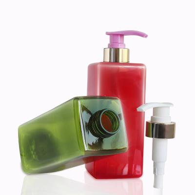 China Luxury empty square bottle 450ml 650ml, personal skin care packaging shampoo plastic bottle for shampoo for sale