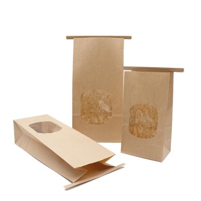 China Recyclable Eco - Friendly Food Grade Kraft Paper Tin Tie Brown Paper Bag For Nuts Packing for sale