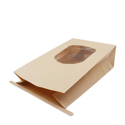 China Recyclable FSC Toast Paper Bag Sandwich Bakery Bread Kraft Paper Bag With Window for sale