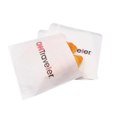 China Recyclable Flat Bottom White Pound Pointed Bag , Burger Snacks Greaseproof Paper Bag for sale