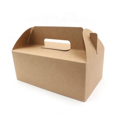 China Recyclable Brown Craft Cake Box Custom Printing Logo With Handle Wedding Box Packaging for sale