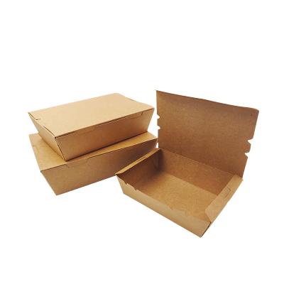 China Recyclable Disposable Paper Food Container Caja Embalaje Bento Lunch Box Take Away Kraft Paper Lunch Box for sale