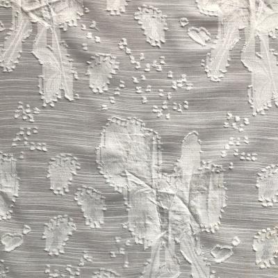 China Wholesale white fabric factory make chiffon with jacquard flower fabric for dresses, shirts for sale