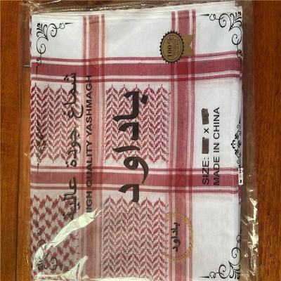 China Factory woven men's scarf with polybag packed square hijab shawl wrap desert man polyester scarves yashmagh windproof arab muslim shemagh for sale