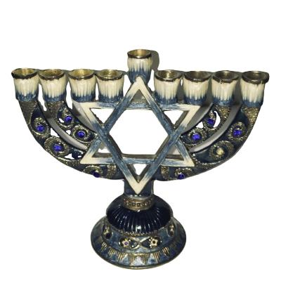 China Religious Activities Hanukkah Menorah 9 A.M. Plated Handmade Decorative Menorah Aluminum Menorah for sale