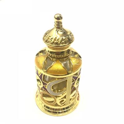 China Wholesale Mini Dubai Glass Empty Perfume Pocket Decoration Alloy Glass Bottle for sale