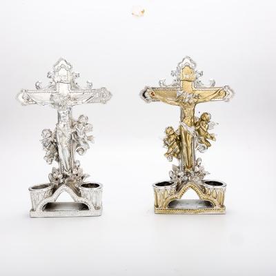 China Custom Resin Statue Europe Nativity Christian Craft Cross And Gift Religious Figurines for sale