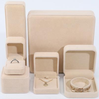 China Khaki Sleek Velvet Empty Jewelry Gift Boxes Luxury Packaging Box For Jewelry for sale