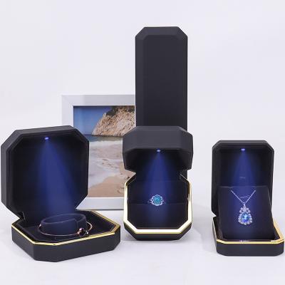 China Handmade Plastic Velvet Jewelry Packaging Box for Bracelet Earrings Pendant Necklace Ring for sale