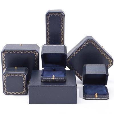 China Custom Logo Jewelry Package Handmade Blue Square Paper Box for Luxury Plastic Ring Box for sale