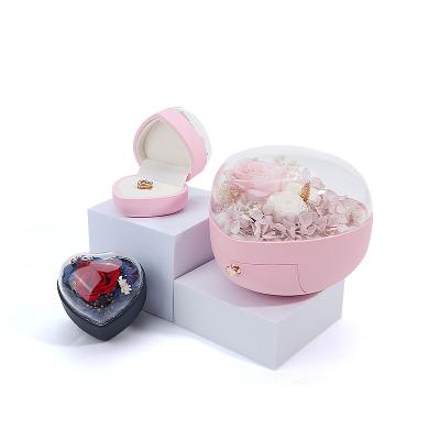 China Custom Logo Heart Shaped Jewelry Drawer Box Rose Flower Box For Ring for sale