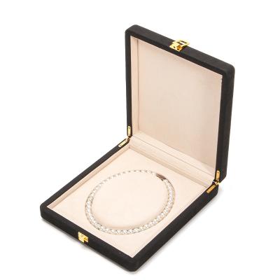 China Black Hanhong Custom Rounded Corner Microfiber Leather Ring Jewelry Packaging Box Luxury Set Pearl Necklace Jewelry Storage Box for sale