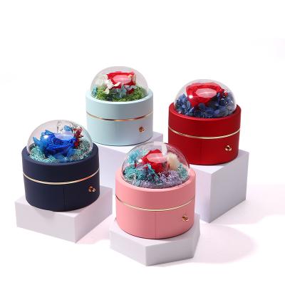 China Custom Size Luxury Round Flower Jewelry Box Packaging Ring Drawer Box for sale