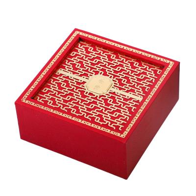 China Customer Logo Chinese Style Red Bracelet Box Packaging For Festive Holiday Gift for sale