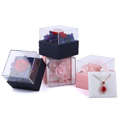 China Luxury Square Rose Necklace Box Jewelry Gift Box For Captivating Presentation for sale