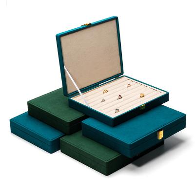 China Spacious Space Velvet Jewellery Box Multiple Cells Jewelry Display Box Custom Logo for sale