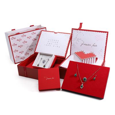 China Luxury Storage Cardboard Paper Jewelry Gift Box With Pop Up Greeting Card for sale