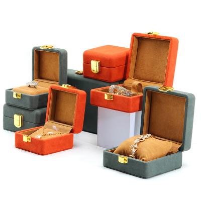 China Soft Touch Velvet Jewelry Box Packaging Sets Multi Color For Luxury Watch Storage for sale