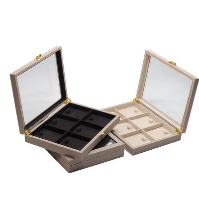 China Flip Open PU Leather Jewelry Display Box Multiple Compartments with Mirror for sale