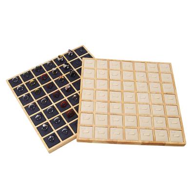 China Abundant Capacity 7x7 Wooden Jewelry Display Tray Exhibition Props For Rings for sale