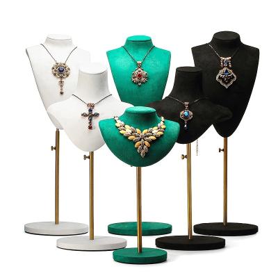 China Portable Detachable Soft Velvet Jewelry Organizer Mannequin Luxury Display Bust for sale