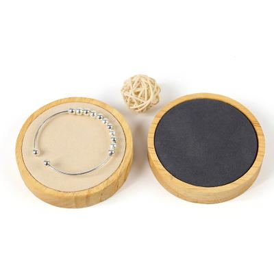 China Soft Velvet Lining Wooden Jewelry Display Plate Single Slot For Ear Ring Pendant for sale