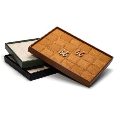 China Multi Compartments PU Leather Jewelry Display Tray Soft Lining Exhibition Props for sale