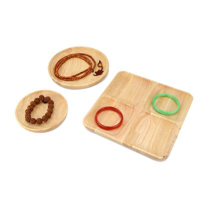 China Multiple Shapes Jewelry Display Plate Wooden Bracelet Display Exhibition Tray for sale