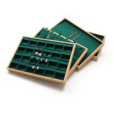 China Custom Wooden Jewelry Display Plate Multiple Compartments for Ring Ear Studs Pendant for sale