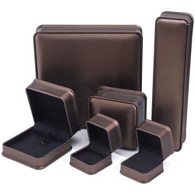 China Coffee Arc-Shaped PU Leather Jewelry Box Package for Pendant Ear Ring Packaging for sale