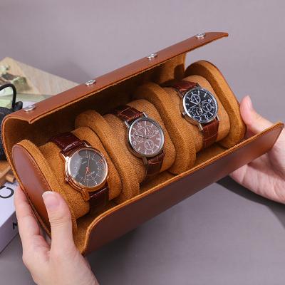 China Multiple Cells Noble PU Leather Watch Storage Case Packaging Box with Velvet Lining for sale