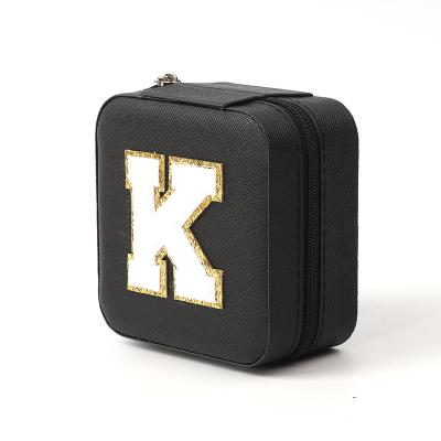 China Luxury Jewellery Gift Storage Box Custom Logo Portable Small Leather Black Organizer Travel Case for sale