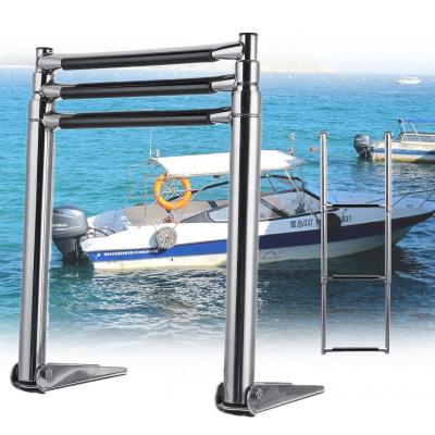 China Yacht etc [RAF] 3 Steps 304 Stainless Steel Folding Boat Ladder Platform Swim Platform Marine Yacht Telescoping Outdoor Boat for sale