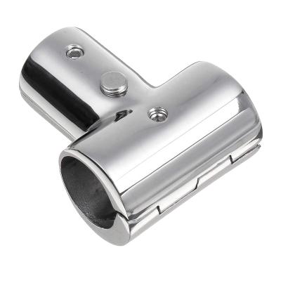 China Audew 22mm 25mm Pontoon Marine Yacht Railing Handrail 316 Steel Pipe Tube Connector Stainless Flange Marine Hardware for sale