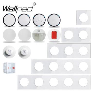 China Tempered Glass White Glass Panel Round Click-Push Button Wall Switch With LED Indicator 1 Way 110V-250V Mode Design for sale