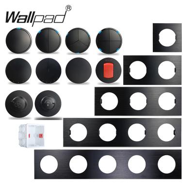 China Black Brushed Aluminum Panel Round Knob Wall Lamp Switch Propeller Speed ​​Controller Rheostat 110V-250V Hot Selling for sale